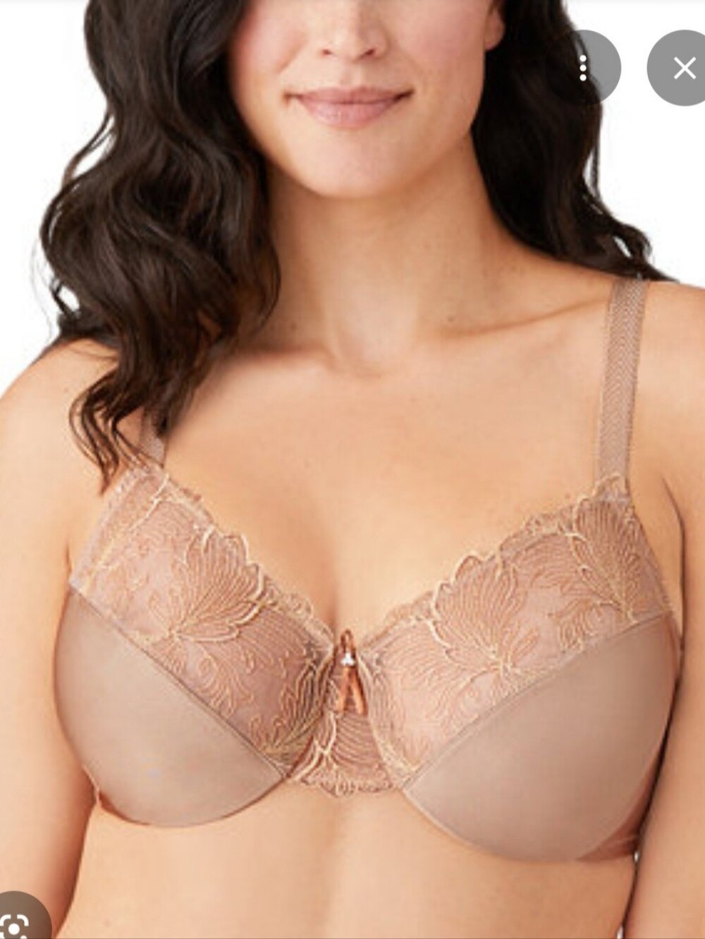 Wacoal Satin & Lace Underwire Bra in Camel